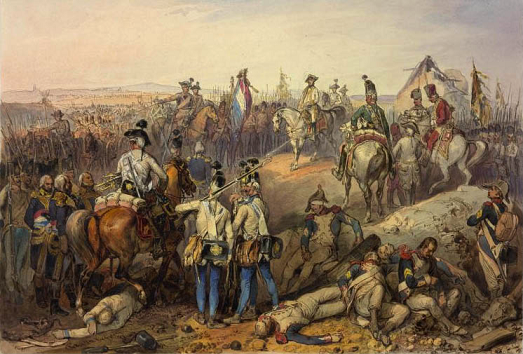 Combat de Neerwinden - aquarelle de Johann Nepomuk Geiger - XIXe sicle